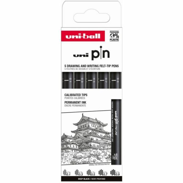 UNI MARKER SET PIN CRNI CLASSIC 5/1