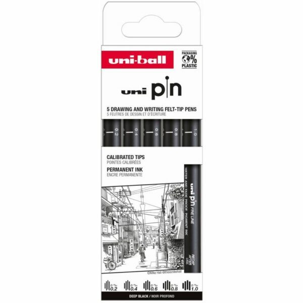 UNI MARKER SET PIN CRNI CLASSIC 5/1