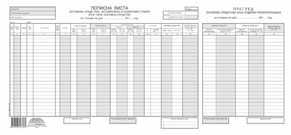 POPISNA LISTA OSNOVNIH SREDSTAVA SA REVALORIZACIJOM NCR