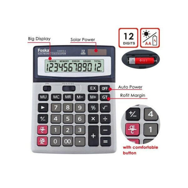KALKULATOR CA3312-6 12 CIFARA FOSKA (solarni sa baterijom)